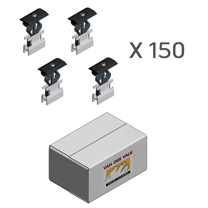 Hel låda- Van der Valk - 150 st Mittklämma Svart (721550ZW) Montagematerial Van der Valk Solar Systems